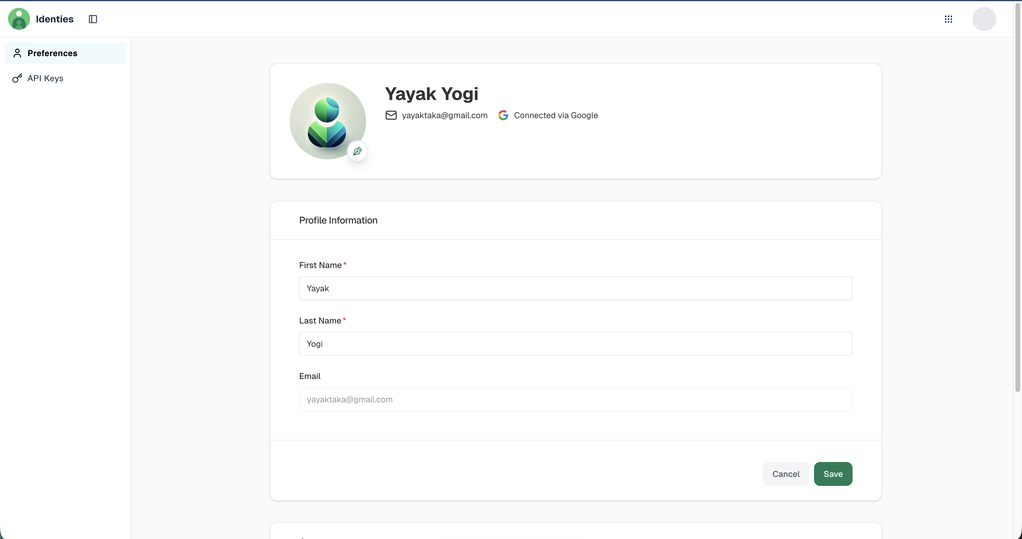 Identies Portal screenshot